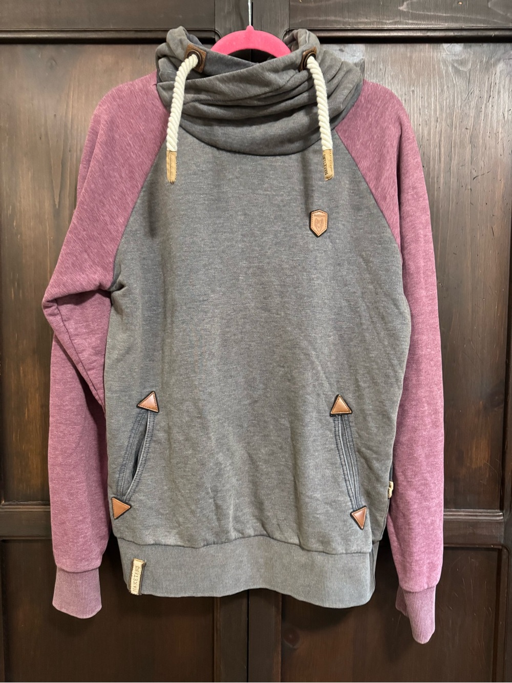 Naketano Poets Hoodie Two-Tone Hooded Pullover Sweatshirt size Large